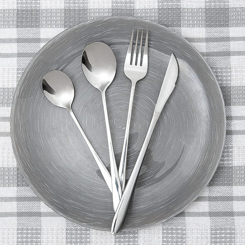 24 pcs Silverware Set For 6, Stainless Steel Flatware Set, Utensils Set Mirror Polished Includes Fork Spoon Knife & Tea Spoon, Modern Silverware Set By Moss & Stone
