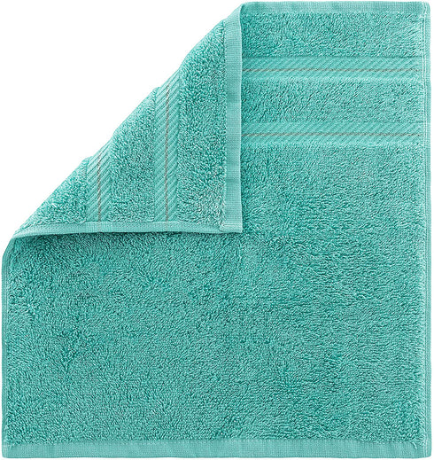 American Soft Linen Premium Turkish Genuine Cotton, Luxury Hotel Quality for Maximum Softness & Absorbency for Face, Hand, Kitchen & Cleaning (4-Piece Washcloth Set, Turquoise Blue)