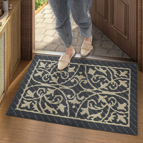 DEXI Door Mat Indoor Rugs for Entryway Floor Mats Inside Doormat Front Entrance Rug Entry Non Slip Washable,19.5"x31.5",Dark Gray