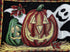DaDa Bedding Spooky Halloween Pumpkins Tapestry Table Runner - Fall Harvest Orange Jack-o'-Lantern Ghosts Intricate Needle Stitching - Cotton Linen Woven Kitchen Dining Mats - 13" x 67"