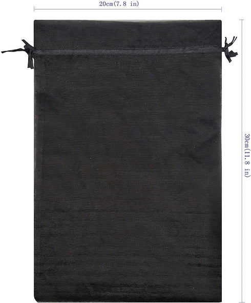 Ankirol 100pcs Sheer Organza Favor Bags 8 X 12" Large Organza Drawstring Bags (black)