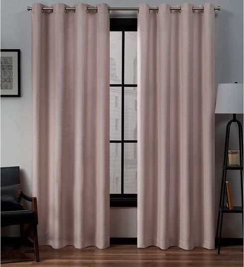 Exclusive Home Curtains Loha Linen Grommet Top Curtain Panel Pair, 54x84, Blush