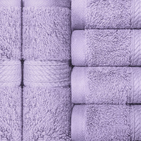 SUPERIOR Solid Egyptian Cotton 6-Piece Face Towel Set, Purple, 900GSM FACE PR