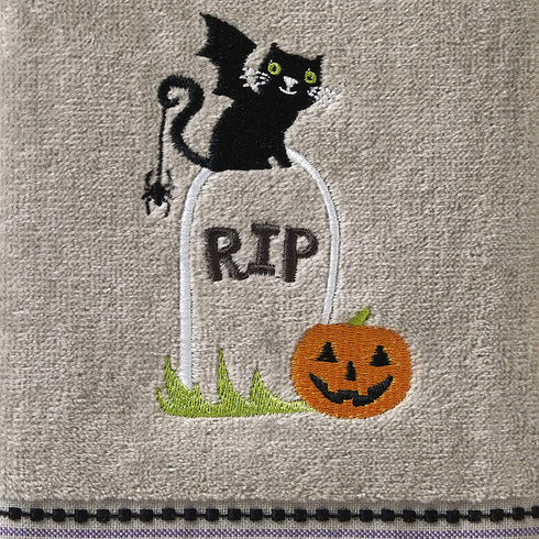 SKL Home by Saturday Knight Ltd. Graveyard Cat Hand Towel (2-Pack), Gray
