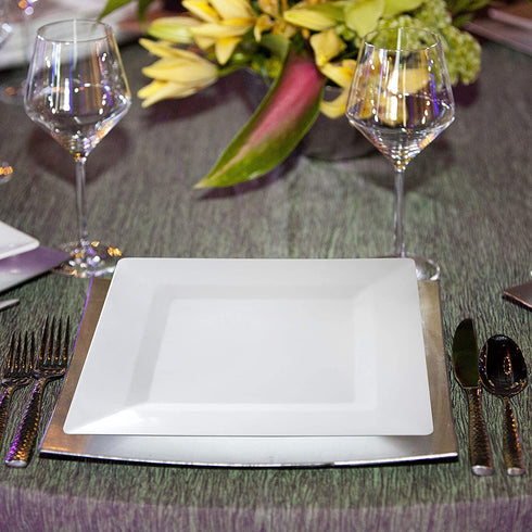 White Square Plates Set by Oasis Creations 10" - 50 count - Premium Hard White Disposable Plastic - Disposable and Reusable - Salad Plate - Appetizer Plate - Dinner Plate - Party Plate Set