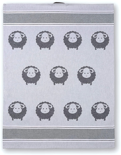 saewelo Set of 4 Tea Towels in Gift Packaging, 100% Cotton, 19.7 x 27.6 '' (Sheep, Grey)