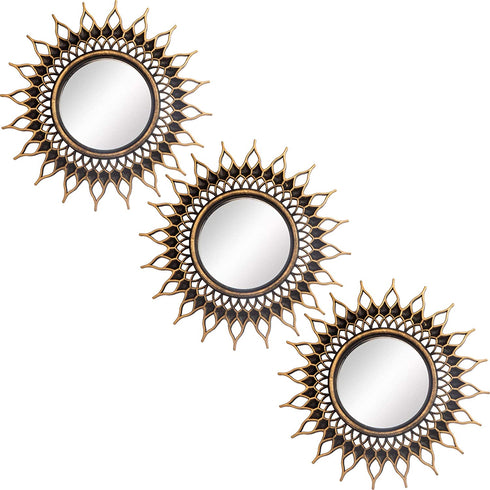 Small Round Mirrors for Wall Decor Set of 3, Gold Brushed Wall Decorations for Living Room, Bedroom & Bathroom (MS009)
