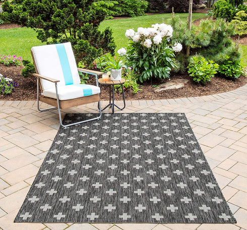 Novogratz by Momeni Villa Umbria Indoor Outdoor Rug, 2'0" x 3'0", Charcoal