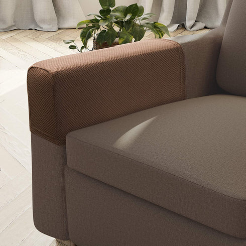 Zenna Home, Chocolate Pixel 2-Piece Stretch Furniture Arm Covers Armrest Protectors