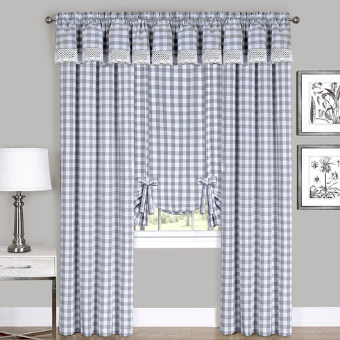 Achim Home Furnishings Valance Buffalo Check Window Curtain, 58 in x 14 in, Grey