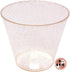 JL Prime 100 Rose Gold Glitter Plastic Cups, 9 Oz Heavy Duty Reusable Disposable Rose Gold Glitter Clear Plastic Cups, Old Fashioned Tumblers, Hard Plastic Drinking Cups for Party and Wedding