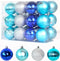 Christmas Balls Ornaments?24 Pcs Shatterproof Christmas Tree Decorations Hanging Ball for Xmas Tree Holiday Wedding Party Decoration 2.36" ( 60mm ) Set (Silver & Blue)