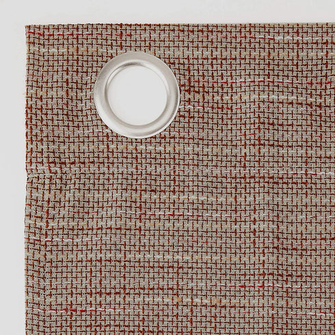 Sun Zero - 56585 Brooks Burlap Weave Thermal Extreme 100% Blackout Grommet Curtain Panel, 52" x 84", Deep Red/Linen