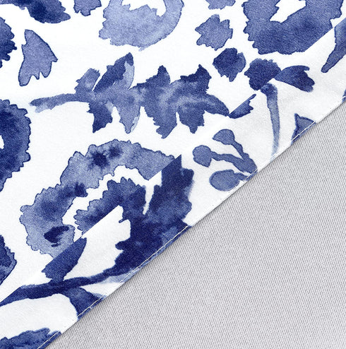 DriftAway Julia Watercolor Blooming Flower Floral Lined Thermal Insulated Window Curtain Valance Rod Pocket 52 Inch by 18 Inch Plus 2 Inch Header Navy 1 Pack