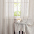 Central Park Linen Semi Sheer Curtain White GEO Cross Embroidery Panels Linen Texture Rod Pocket Window Treatment Drape Sets for Living and Bedroom Farmhouse 63 inches Long, 2 Panels, Linen