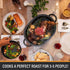 Granite Stone Oval Roaster Pan, Small 16 Ultra Nonstick Roasting Pan with Lid, Grooved Bottom for Basting, Broiler Pan for Oven, Dishwasher Safe, Up to 7lb Poultry / Roast, Serves 1- 5, PFOA Free