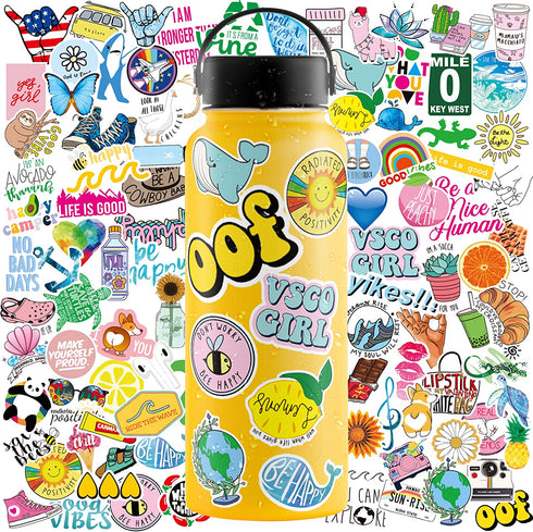 Five and 2 100 Pack Water Bottle Stickers Waterproof Stickers VSCO Stickers, Hydroflask Stickers Waterproof, Laptop Stickers, Vinyl Stickers for Water Bottles and Hydro Flask Stickers for Kids