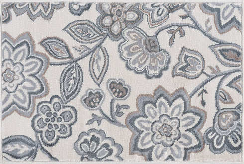 Emmalyn Transitional Floral Cream Scatter Mat Rug, 2' x 3'