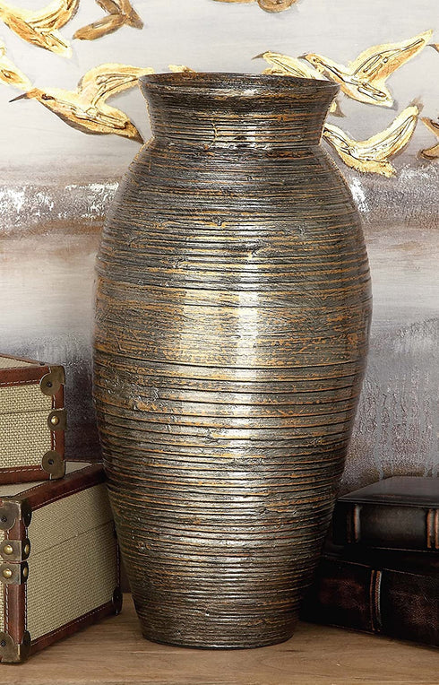 Deco 79 Imports 48995 Beautiful Lacquer Bamboo Vase Brown 9" D x 9" W x 20" H