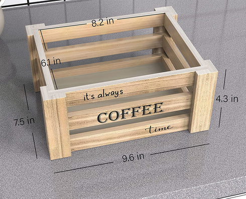 KUSOVILI Coffee Bar Station, Farmhouse K Cup Coffee Pod Organizer for Countertop, Burning Finished Solid Wood Storage Box, Coffee Sign Decor for Kitchen
