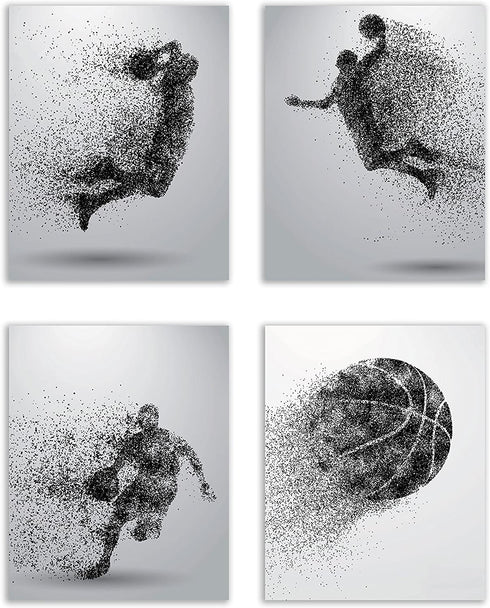 Summit Designs Basketball Wall Art Prints - Particle Silhouette Set of 4 (8x10) Unframed Poster Photos - Bedroom - Man Cave Decor