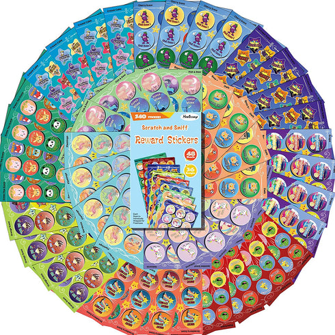 HORIECHALY Scratch and sniff Stickers, Smelly Stickers for Kids - 48 Sheets Reward Stinky Stickers Gift for Christmas