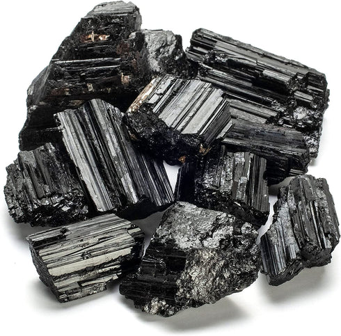 KALIFANO Black Tourmaline Bundle with Calming and Purification Energy - AAA+ Grade Brazilian Turmalina Negra Schorl Reiki Healing Crystal Used for Protection and Security (Information Card Included)
