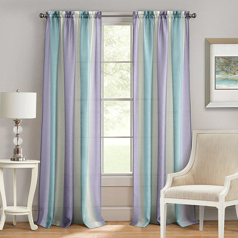 Achim Home Furnishings SPPN84LI06 Spectrum Rod Pocket Window Curtain Panel, 50" x 84", Lilac/Turquoise