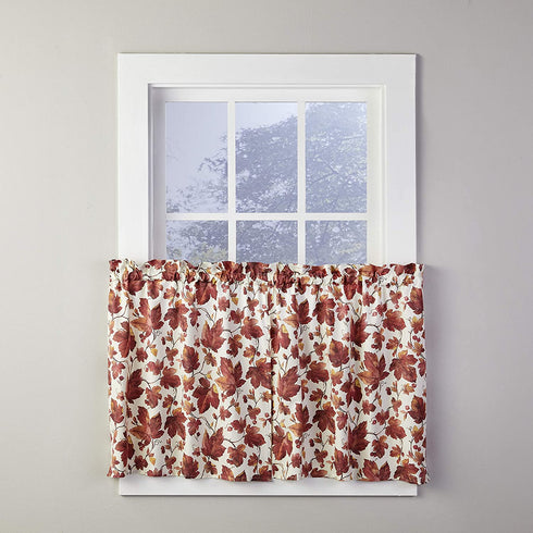 SKL Home Falling Leaves Curtain Tier Pair, 24", Spice