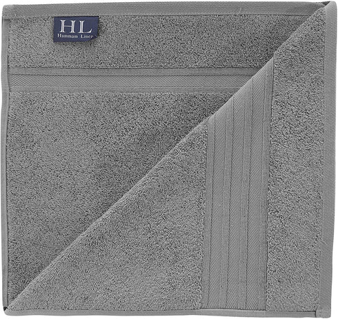 Hammam Linen Bath Towel Set 3 Pieces Soft and Absorbent, Premium Quality 100% Cotton 1 Bath Towel 1 Hand Towel 1 Washcloth (Cool Grey)