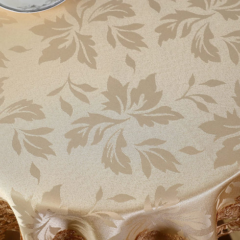 QsyyHome Jacquard Gold Small Round Lace Embroidery Tablecloth End Side Card Table Cover Kitchen Dining Room Tabletop Decorations 35 inch