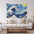 Spanker Space Van Gogh Starry Night and Japanese The Great Wave Painting Artistic Tapestry 48 x 60 Inches with Hanging Accessories for Home Dorm Wall Art Decor