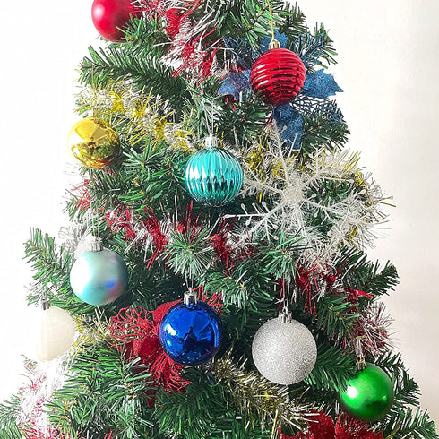 Christmas Balls Ornaments?24 Pcs Shatterproof Christmas Tree Decorations Hanging Ball for Xmas Tree Holiday Wedding Party Decoration 2.36" ( 60mm ) Set (Silver & Blue)