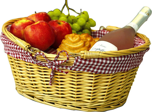 Wicker Picnic Baskets | Little Red Riding Hood Basket for Kids | Hand Woven Wicker Great for Easter Basket | Storage of Plastic Cheap Easter Eggs Candy Gift Wedding Baskets (Red)