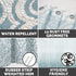 LYNXTEX Teal Blue Shower Curtain - Polyester Fabric Waterproof Weighted Hem Farmhouse Boho Shower Curtain Set with 12 Hooks for Bathroom Decor 72 X 72 Inch - Ombre Damask
