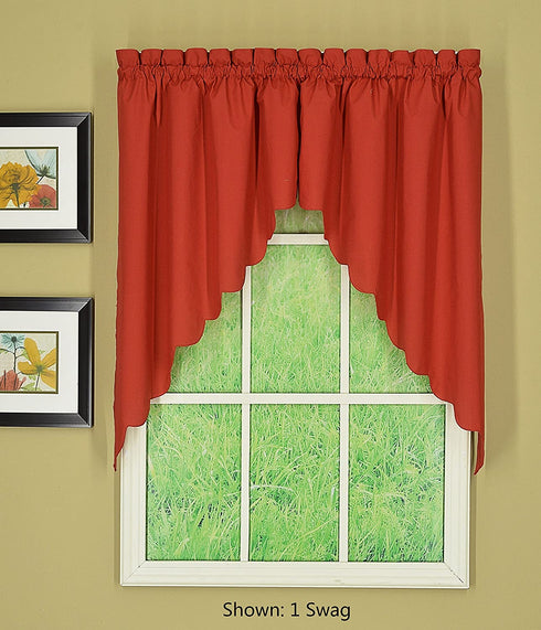 Today's Curtain Orleans 38" Swag Pair Tambour Scallop Edge Curtain, Brick Red, 60 in x (W x L)