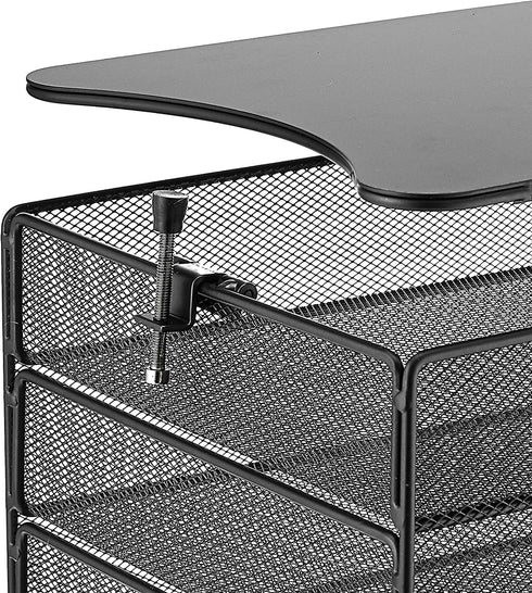 Safco Products Onyx Mesh 4-Tray Underdesk Hanging Organizer 3242BL, Black Powder Coat Finish, Durable Steel Mesh Construction