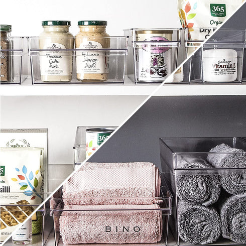 BINO | Plastic Storage Bins, Medium | THE HANDLER COLLECTION | Multi-Use Organizer Bins | Built-In Handle | BPA-Free | Pantry Organization | Home Organization | Fridge Organizer | Freezer Organizer