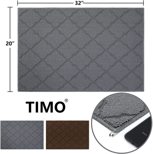 Indoor Doormat Front Door Mat Non Slip Rubber Backing Super Absorbent Mud and Snow Inside Dirts Trapper Mats Entrance Machine Washable Door Rug Shoes Scraper - Grey, 20" x 32"
