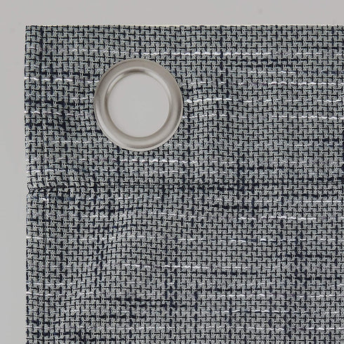 Sun Zero Brooks Burlap Weave Thermal Extreme 100% Blackout Grommet Curtain Panel, 52 in x 84 in, Navy/Denim Blue