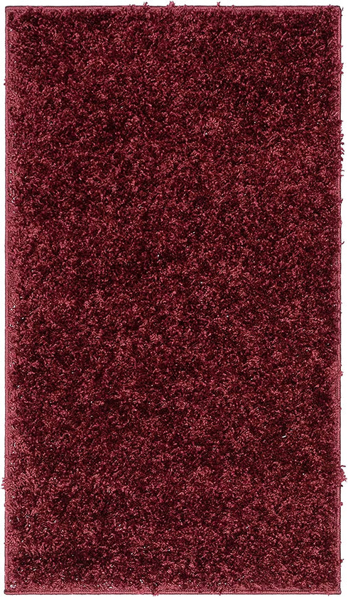 Well Woven Elle Basics | Emerson Shag Deep Red | Textured Mat Rug 2x4 (2'3" x 3'11")