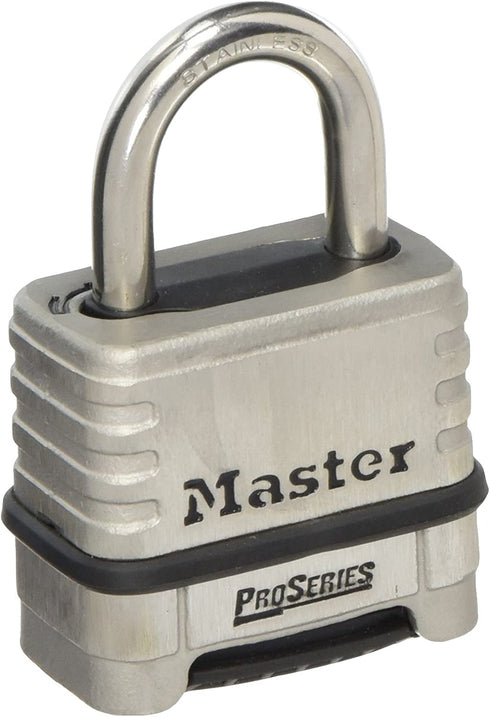 Master Lock 1174D Padlock, 1.5" x 2.2" x 3", Stainless Steel