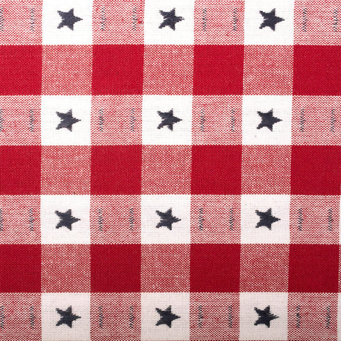 DII Patriotic Stars Check Tabletop Collection for 4th of July Entertaining, Summer Barbeques, Picnics, Indoor/Outdoor Meals, Table Runner, 14x108