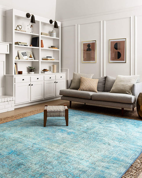Loloi II Loren Collection LQ-08 Aqua, Traditional 2'-3" x 3'-9" Accent Rug