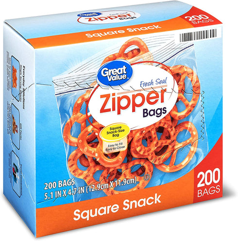 Great Value Zipper Square Snack Bags Value Pack of 2