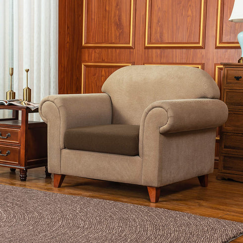 Subrtex Stretch Cushion Covers Couch Cushion Slipcovers RV Seat Covers Chair Loveseat Sofa Cushion Protector Spandex Elastic Furniture Protector for Seat (Small, Coffee)
