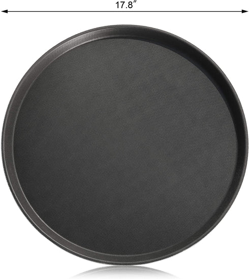New Star Foodservice 25330 Restaurant Grade Non-Slip Tray, Plastic, Rubber Lined, Round (18-Inch, Black)
