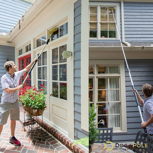 DocaPole Window Squeegee and Scrubber Combo Attachment, 3 Squeegee Blades Included, Compatible with Any DocaPole