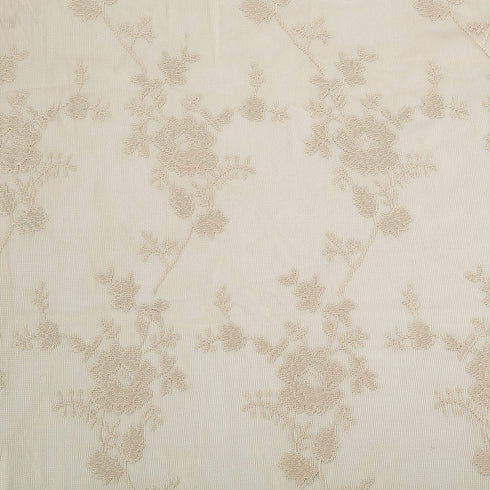 No. 918 Alison Floral Lace Sheer Rod Pocket Kitchen Curtain Swag Pair, 58 in x 38, Stone