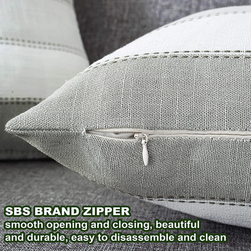 AmHoo Pack of 2 Farmhouse Stripe Check Throw Pillow Covers Set Case Cotton Linen Decorative Pillowcases Cushion Cover for Couch Bench Sofa 18x18Inch Yellow Beige